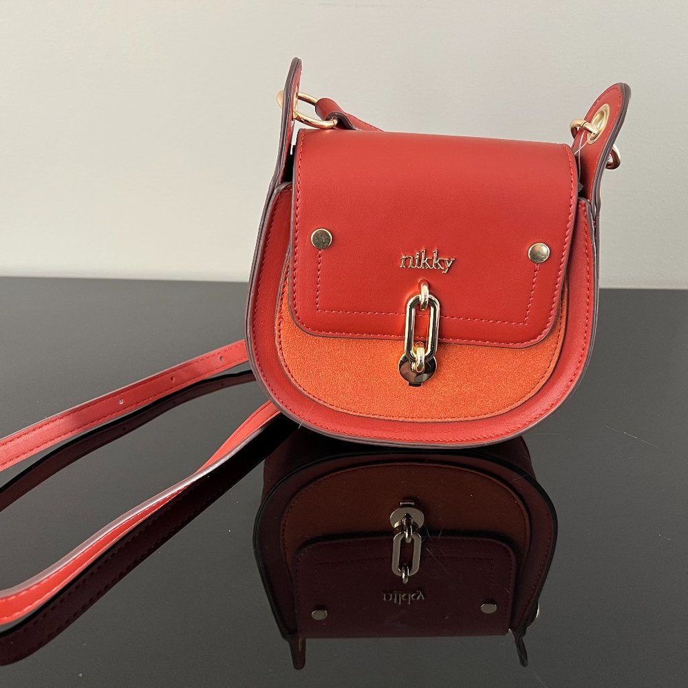 NWT Eco Leather Nicole Lee Mini Cross Body Shoulder Bag with Eco Suede Accent